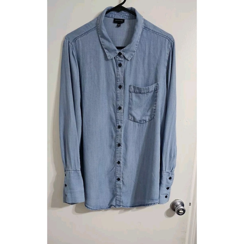 Who What Wear Denim Lycocell Women's‎ Button Up Shirt 2XL Casual Soft Chambray